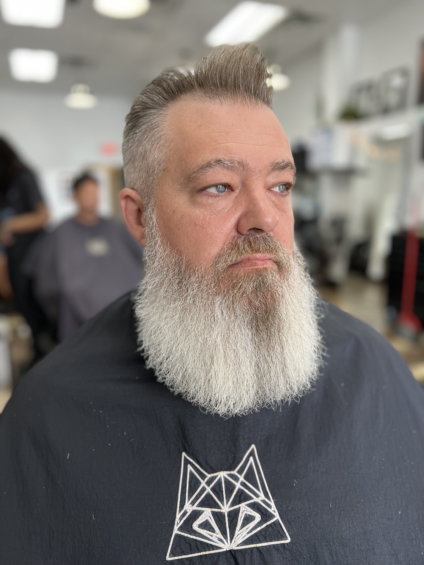 Grey beard and swept top
